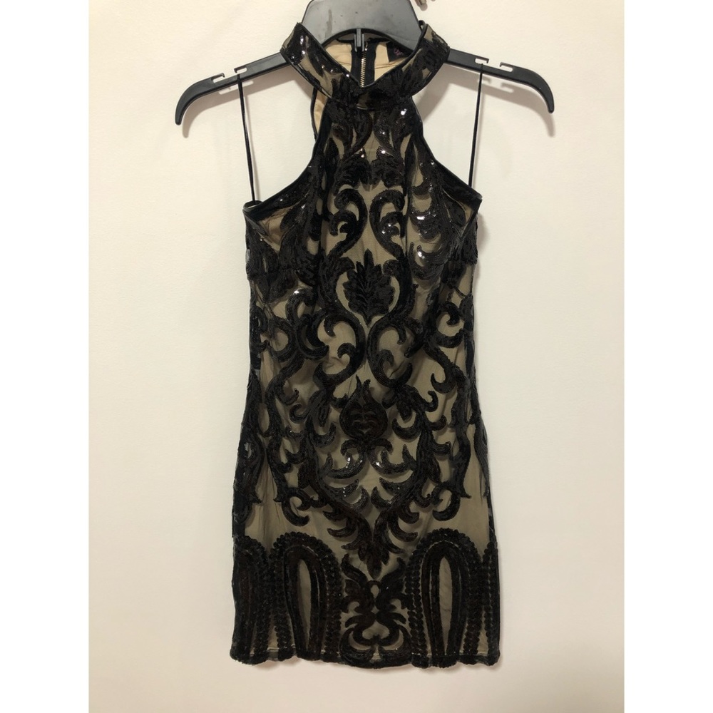 Hot Miami Styles Black Lace Halter Dress